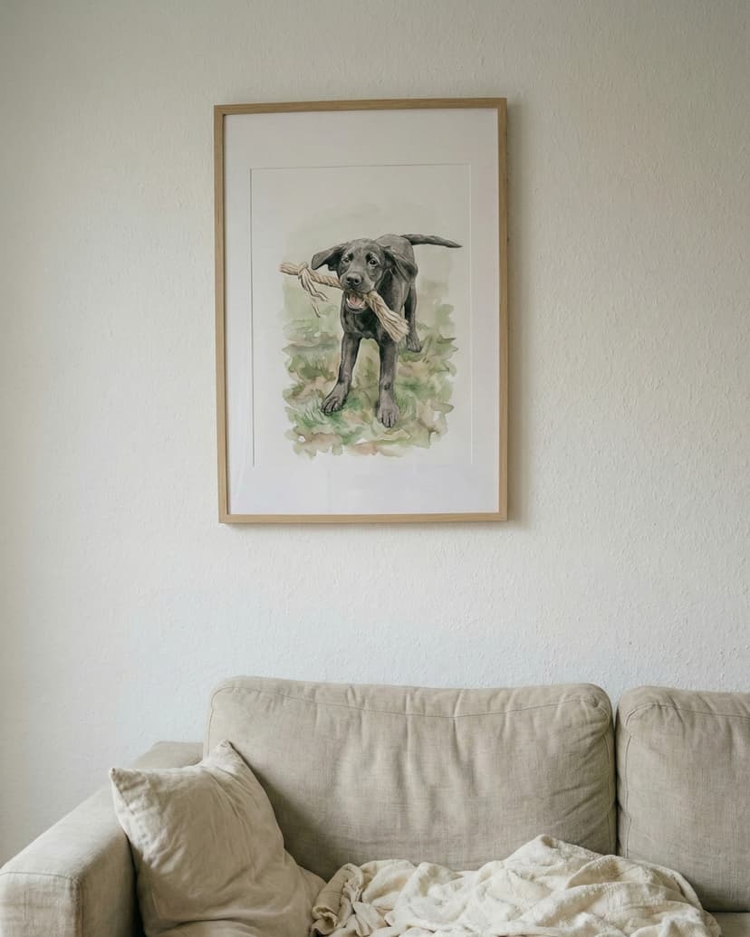 Aquarell Portrait im Wohnzimmer